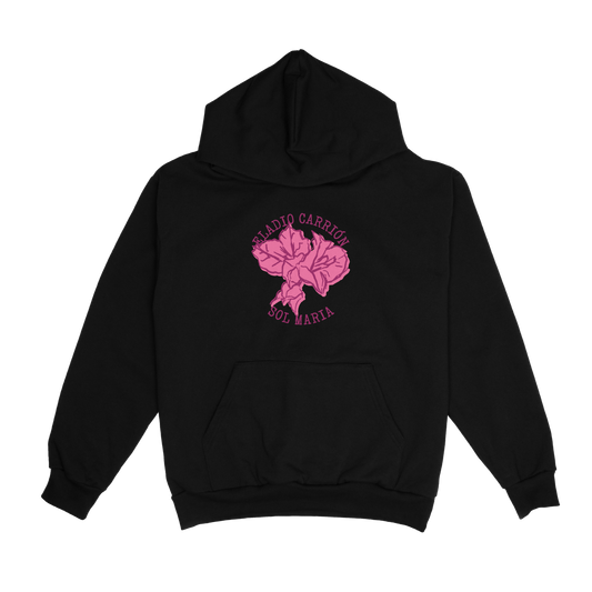 Black Pocket Pullover hoodie Eladio Carrion Sol Maria art with pink flower